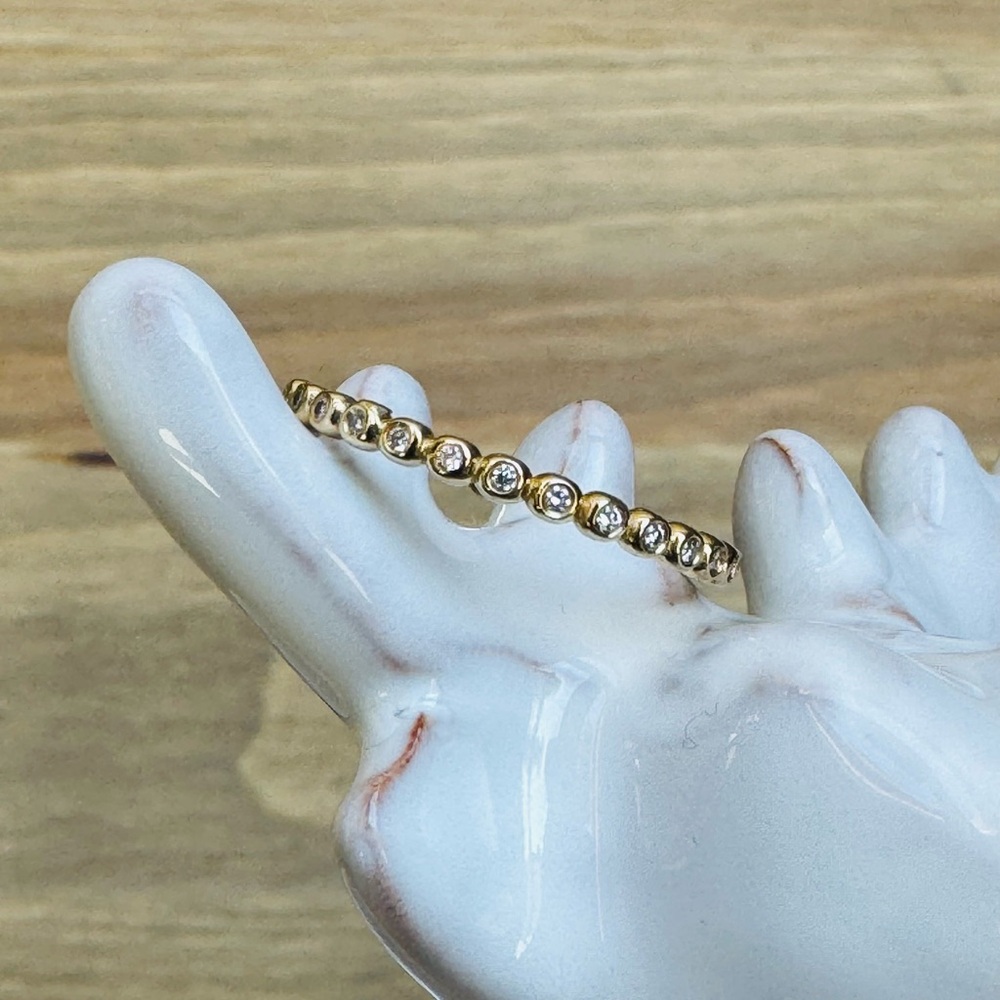 14KYG Beaded Diamond Eternity Ring Band - Picture 11 of 11